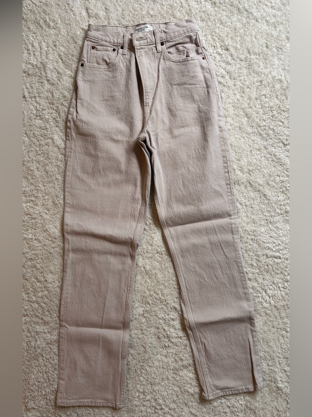 Abercrombie Curve Love Ultra High Rise 90s Straight Jean — Stone — Size 26R